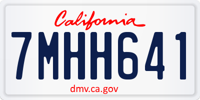 CA license plate 7MHH641