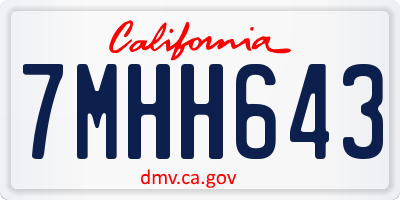 CA license plate 7MHH643