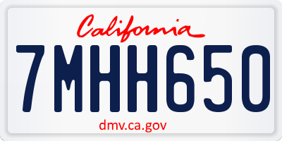 CA license plate 7MHH650