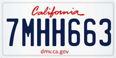 CA license plate 7MHH663