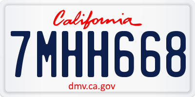 CA license plate 7MHH668