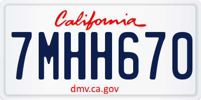 CA license plate 7MHH670