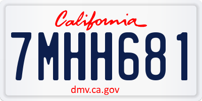 CA license plate 7MHH681