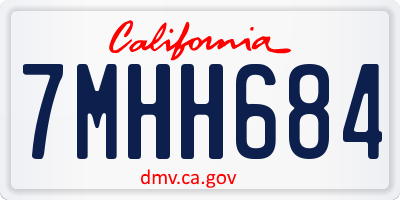 CA license plate 7MHH684