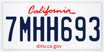 CA license plate 7MHH693