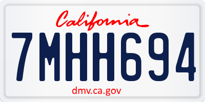 CA license plate 7MHH694
