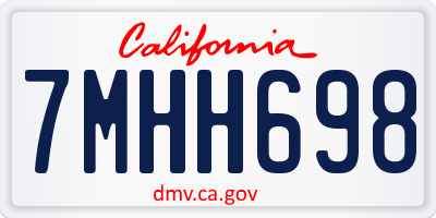 CA license plate 7MHH698