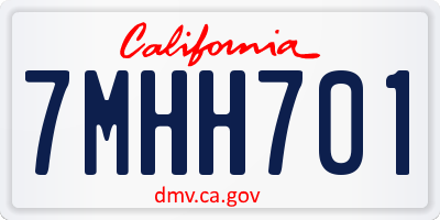 CA license plate 7MHH701