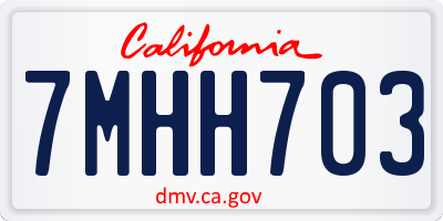 CA license plate 7MHH703