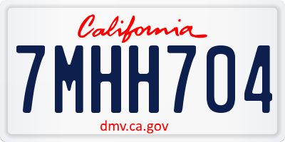 CA license plate 7MHH704