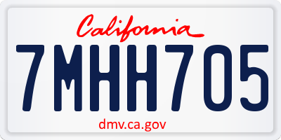 CA license plate 7MHH705