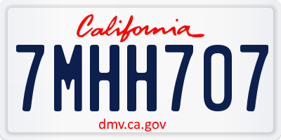 CA license plate 7MHH707