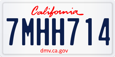 CA license plate 7MHH714
