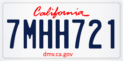 CA license plate 7MHH721