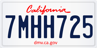 CA license plate 7MHH725