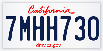 CA license plate 7MHH730