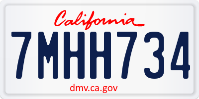 CA license plate 7MHH734