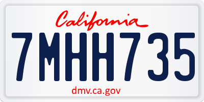 CA license plate 7MHH735