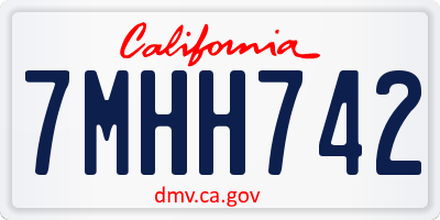 CA license plate 7MHH742