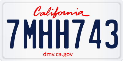 CA license plate 7MHH743