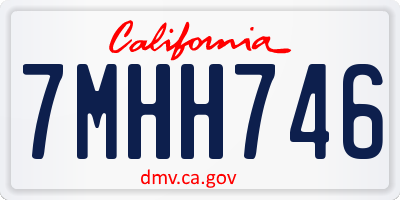 CA license plate 7MHH746