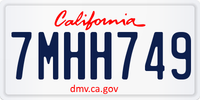 CA license plate 7MHH749