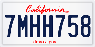 CA license plate 7MHH758