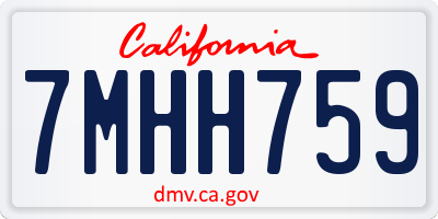 CA license plate 7MHH759