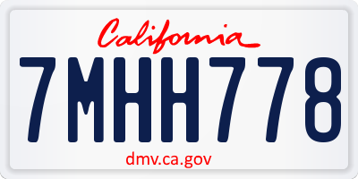 CA license plate 7MHH778