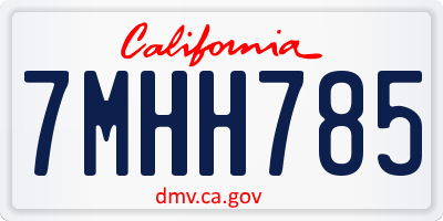 CA license plate 7MHH785