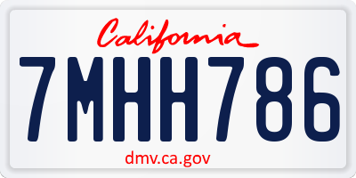 CA license plate 7MHH786