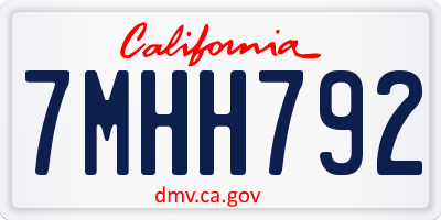 CA license plate 7MHH792