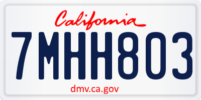 CA license plate 7MHH803