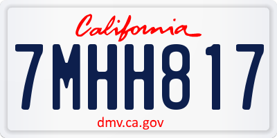 CA license plate 7MHH817