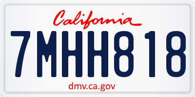 CA license plate 7MHH818