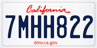 CA license plate 7MHH822