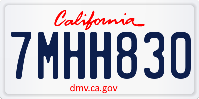 CA license plate 7MHH830
