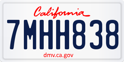CA license plate 7MHH838