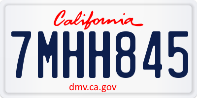 CA license plate 7MHH845