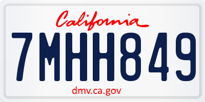 CA license plate 7MHH849