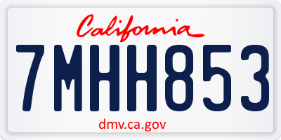 CA license plate 7MHH853