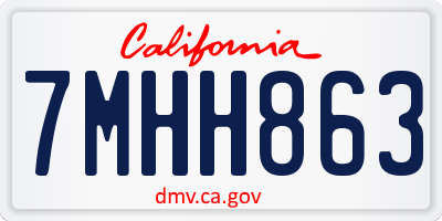 CA license plate 7MHH863