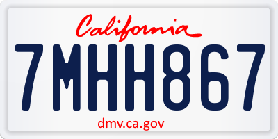 CA license plate 7MHH867