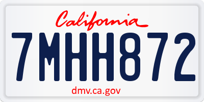 CA license plate 7MHH872