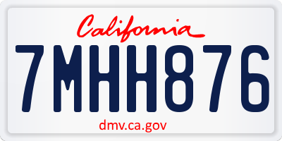 CA license plate 7MHH876