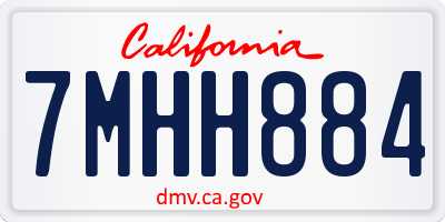 CA license plate 7MHH884