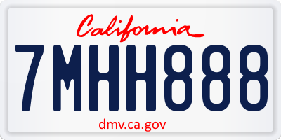 CA license plate 7MHH888