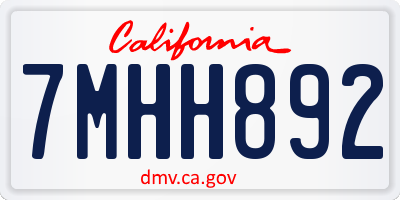 CA license plate 7MHH892