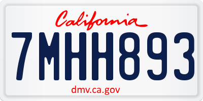 CA license plate 7MHH893