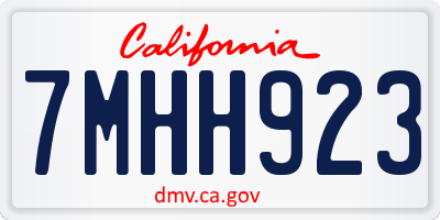 CA license plate 7MHH923